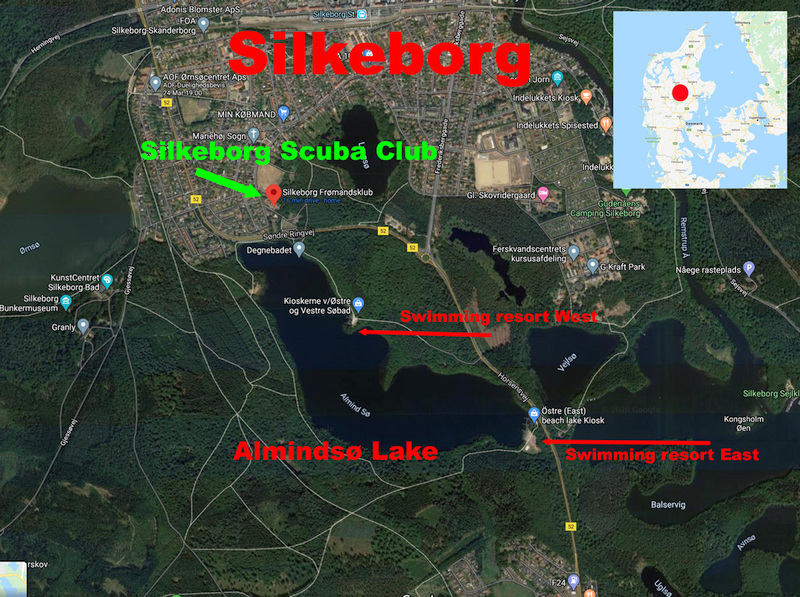 Location of Almindsoe lake just outside Silkeborg, the outdoor capital of Denmark